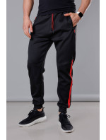 Černo-červené pánské teplákové kalhoty se vsadkami (8K172)