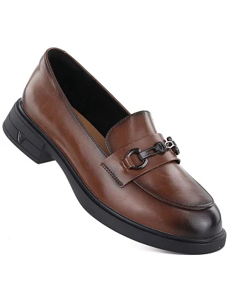 Dámské kožené polobotky lords hnědé Vinceza 39991