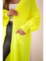 Svetr dlouhý kardigan žlutá neon