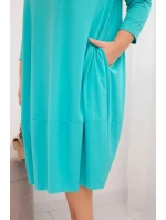 Dámská bavlněná sukýnka Plus Size s ohrnovacími rukávy a kapsami mátová