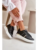 Módní dámské sneakers na platformě z eko kůže černé Nevisase