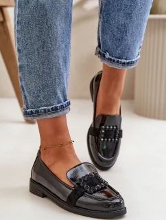 Lakované Dámské Mokasíny S Dekorací Černé Vinceza 58389