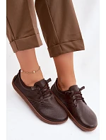 Kožené dámské polobotky Barefoot Zazoo 10189 Čokoládové