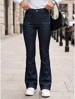 Dámské džínové zvonové kalhoty s push-up efektem, tmavě modré, FashionStreet UY3098 Dámské džínové zvonové kalhoty s push-up efektem, tmavě modré, FashionStreet UY3098