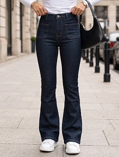 Dámské džínové zvonové kalhoty s push-up efektem, tmavě modré, FashionStreet UY3098