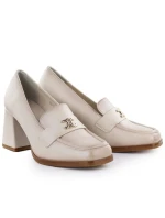 Dámské mokasíny na podpatku béžové Potocki SZ12783