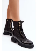 Zateplené pracovní boty na plochém podpatku Černé Saranema Zateplené pracovní boty na plochém podpatku Černé Saranema