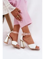 Lakovane Dámské Sandály Na Podpatku Vinceza 20266 Bílé