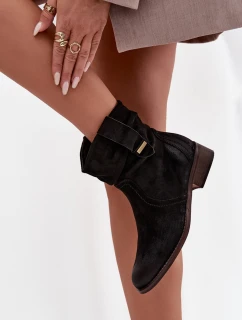 Dámské kotníkové boty na nízkém podpatku s mačkáním vyhřívané černé Gracia