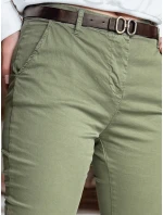 Dámské kalhoty slim fit s páskem LINESKA khaki FashionStreet UY2575