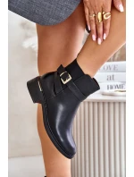 Dámské chelsea boty na nízkém podpatku eko kůže černé Zinlora