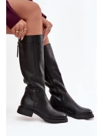 Kožené dámské kozačky na nízkém podpatku s vyhříváním D&A JC52-837 Černé Kožené dámské kozačky na nízkém podpatku s vyhříváním D&A JC52-837 Černé