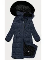 Tmavě modrá hrubší dámská zimní bunda s nákupní taškou Navahoo (FAHMIYAA) Tmavě modrá hrubší dámská zimní bunda s nákupní taškou Navahoo (FAHMIYAA)