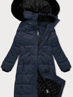 Tmavě modrá hrubší dámská zimní bunda s nákupní taškou Navahoo (FAHMIYAA)