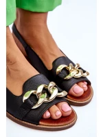 Dámské kožené sandály Lewski Boty 3230 Black Peas