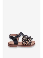 Dětské sandály na suchý zip s pruhy Černá Sammy Dětské sandály na suchý zip s pruhy Černá Sammy