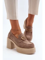 Zazoo 20170 Dámské Semišové Polobotky na Podpatku Beige