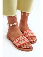 Dámské sandály na ploché podrážce oranžové Traivea