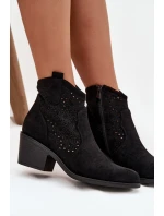 Dámské otevřené kotníkové boty na podpatku Černé S.Barski HY52-529 Černé Dámské otevřené kotníkové boty na podpatku Černé S.Barski HY52-529 Černé