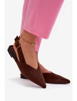 Baleríny se Zlatým Přezkou Eko Semišové Čokoládové Palerra