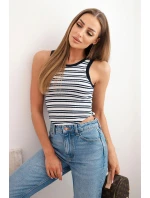 Dámská bavlněná pruhovaná bez rukávů top modrá