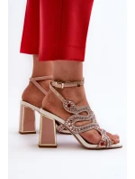 Dámské zdobené sandály na podpatku D&A CR952 růžové Dámské zdobené sandály na podpatku D&A CR952 růžové
