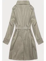 Tmavě béžový klasický kabát trenčkot v délce do poloviny stehen (2696#-5) Tmavě béžový klasický kabát trenčkot v délce do poloviny stehen (2696#-5)