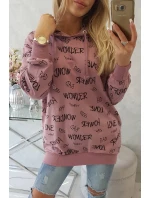 Mikina s nápisy tmavě růžová