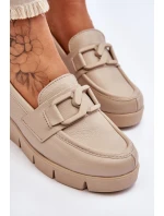 Kůže Wedge Mokasíny Béžove Felicita