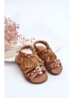 Dětské sandály na suchý zip se střapci Hněde Missy