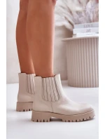 Dámské boty na plochém podpatku kožené světle béžové Lewski 3611