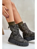 Dámské Kožené Boty Na Masivní Platformě Maciejka 06766-09 Khaki