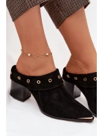 Semišové dámské kožené boty na podpatku D&A CR61-3059 Černé