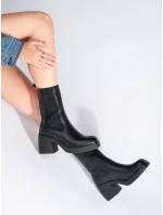 Módní dámské černé kotníčkové boty na širokém podpatku Módní dámské černé kotníčkové boty na širokém podpatku