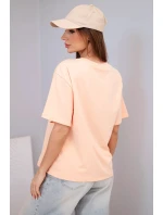 Dámská bavlněná basic halenka s krátkým rukávem lososová