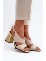 Dámské sandály na podpatku béžové D&A MR38-153 Dámské sandály na podpatku béžové D&A MR38-153