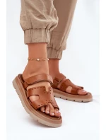 Dámské Pantofle Z Přírodní Kůže Na Platformě Hnědé Zazoo 40440 Dámské Pantofle Z Přírodní Kůže Na Platformě Hnědé Zazoo 40440