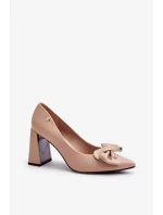 Lodičky na vysokém podpatku s mašlí, Béžová Ariemessa