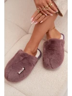 Dámské huňaté pantofle – tmavě fialové Belinna
