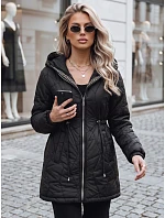 Dámská prošívaná bunda s kapucí, černá, FashionStreet TY5393 Dámská prošívaná bunda s kapucí, černá, FashionStreet TY5393