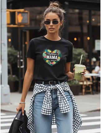 Dámské tričko s potiskem ke Dni matek černé FashionStreet NX5029RY