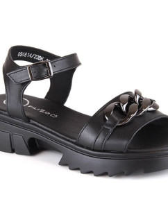 Kožené sandály s řetízkem Filippo DS4614 černé