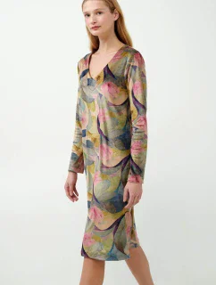 Vamp - Velurové šaty s květinovým potiskem 21130 - Vamp