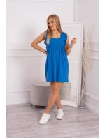 Šaty s volánky na bocích chrpově modré barvy