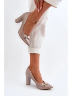 Lodičky s perlami a podpatkem ze kůže Zazoo 2453/OS