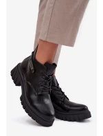 Nízké zateplené dámské kotníkové boty na klínku s ozdobným páskem Černé Therisse