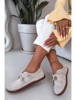 Kožené semišové dámské polobotky Zazoo N1271 světle béžové