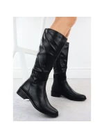 Dámské černé kožené boty Jezzi ASA198-19 Dámské černé kožené boty Jezzi ASA198-19