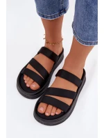 Materiálové dámské pantofle na platformě s pásky Černé Liorine