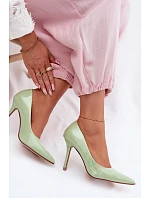 Klasické lakované lodičky z imitace kůže Zelené Odira